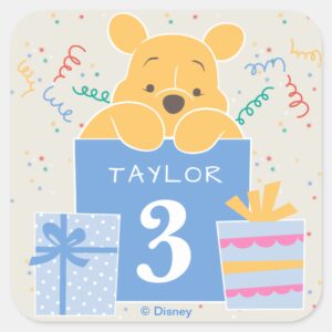 Winnie_the_Pooh___Happy_Birthday_Square_Sticker_1 Winnie The Pooh Happy Birthday Square Sticker