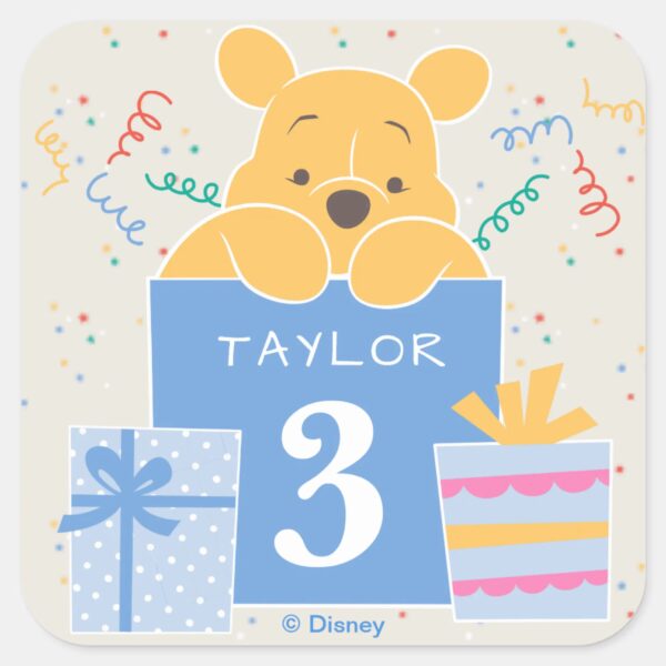 Winnie_the_Pooh___Happy_Birthday_Square_Sticker_1 Winnie The Pooh Happy Birthday Square Sticker