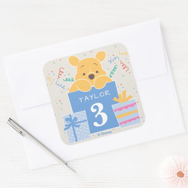 Winnie_the_Pooh___Happy_Birthday_Square_Sticker_3 Winnie The Pooh Happy Birthday Square Sticker