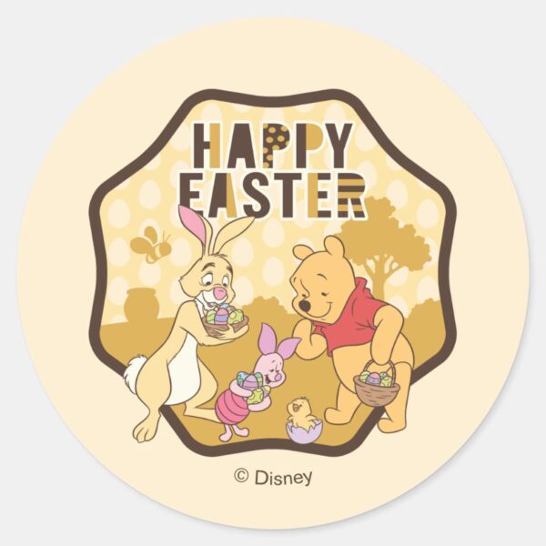 Winnie_the_Pooh___Happy_Easter_Badge_Classic_Round_Sticker_1 Winnie The Pooh Happy Easter Badge Classic Round Sticker