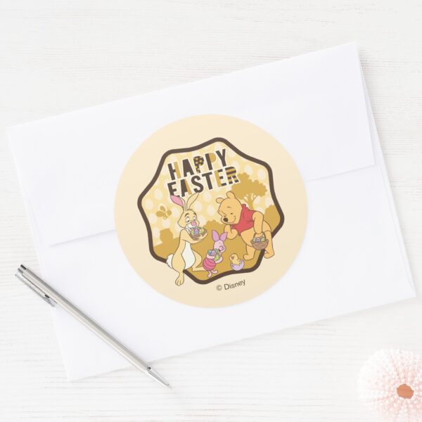 Winnie_the_Pooh___Happy_Easter_Badge_Classic_Round_Sticker_3 Winnie The Pooh Happy Easter Badge Classic Round Sticker