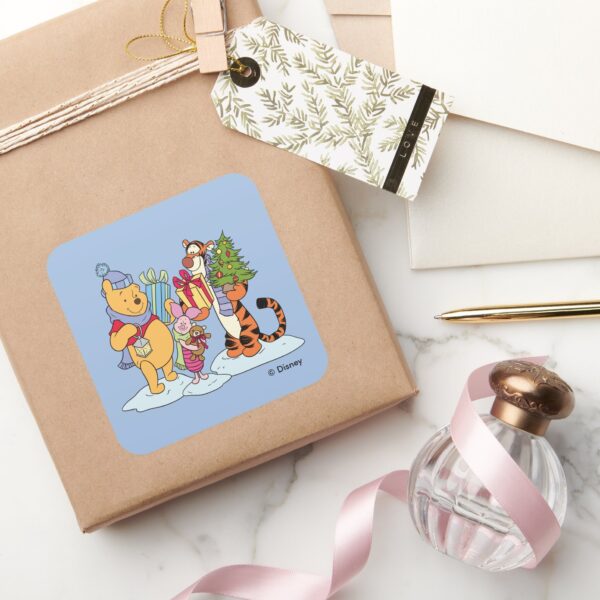 Winnie_the_Pooh___Happy_Holidays_Gift_Giving_Square_Sticker_5 Winnie The Pooh Happy Holidays Gift Giving Square Sticker