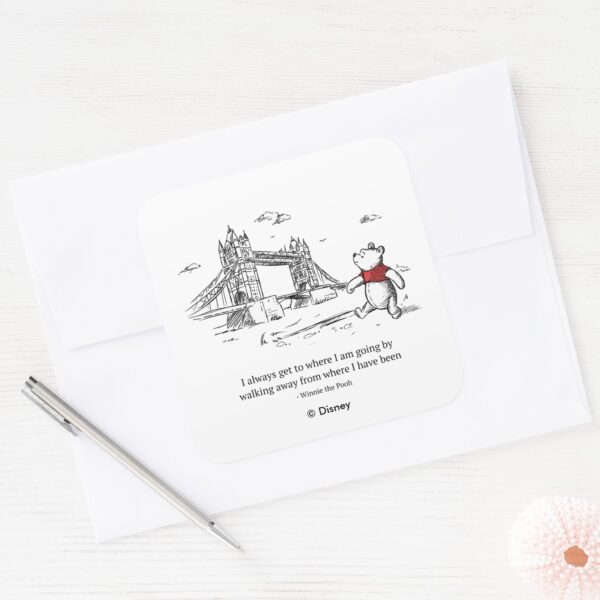 Winnie_the_Pooh___I_Always_Get_to_Where_I_Am_Going_Square_Sticker_3 Winnie The Pooh I Always Get To Where I Am Going Square Sticker