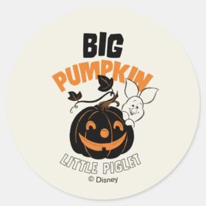 Winnie The Pooh Little Piglet Big Pumkin Classic Round Sticker