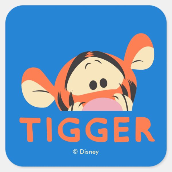 Winnie_the_Pooh___Peek-a-Boo_Tigger_Square_Sticker_1 Winnie The Pooh Peek A Boo Tigger Square Sticker
