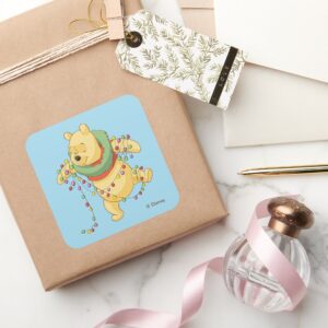 Winnie The Pooh Pooh Christmas Lights Square Sticker