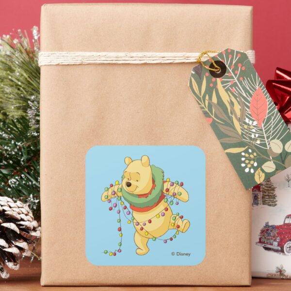 Winnie_the_Pooh___Pooh_Christmas_Lights_Square_Sticker_5 Winnie The Pooh Pooh Christmas Lights Square Sticker