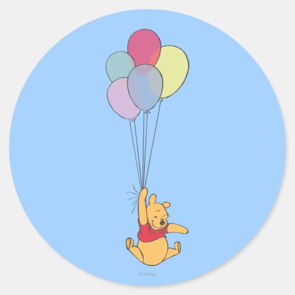 Winnie_the_Pooh_and_Balloons_Classic_Round_Sticker_1 Winnie The Pooh And Balloons Classic Round Sticker