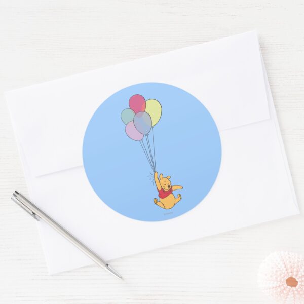 Winnie_the_Pooh_and_Balloons_Classic_Round_Sticker_3 Winnie The Pooh And Balloons Classic Round Sticker