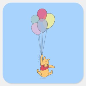 Winnie The Pooh And Balloons Square Sticker