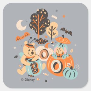 Winnie The Pooh And Eeyores Halloween Boo Square Sticker