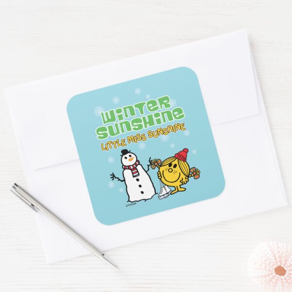 Winter_Wonderland_with_Little_Miss_Sunshine_Square_Sticker_3 Winter Wonderland With Little Miss Sunshine Square Sticker
