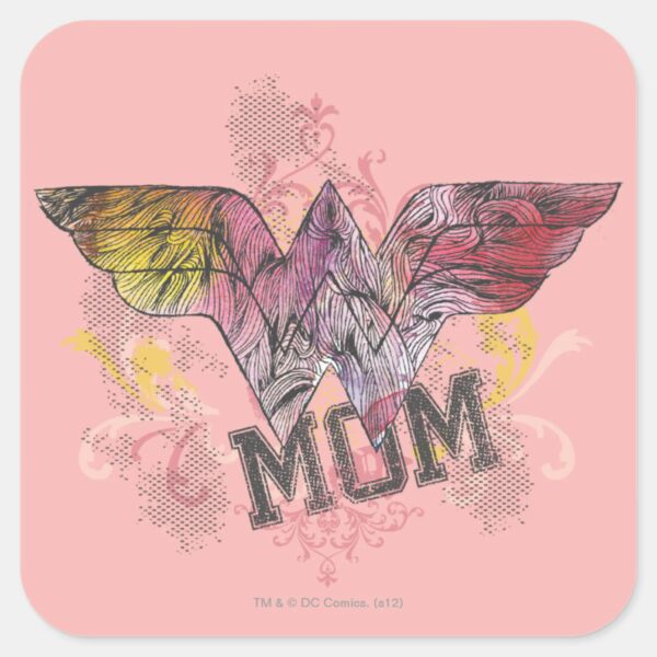 Wonder_Mom_Mixed_Media_Square_Sticker_1 Wonder Mom Mixed Media Square Sticker