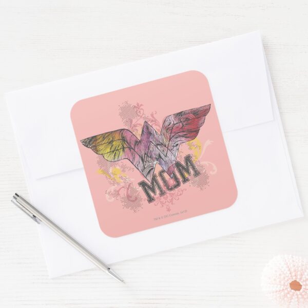 Wonder_Mom_Mixed_Media_Square_Sticker_3 Wonder Mom Mixed Media Square Sticker
