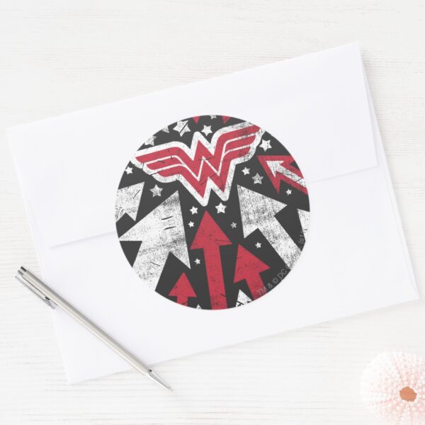 Wonder_Woman_Arrows_Classic_Round_Sticker_3 Wonder Woman Arrows Classic Round Sticker