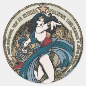 Wonder Woman Art Nouveau Panel Classic Round Sticker