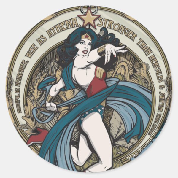 Wonder_Woman_Art_Nouveau_Panel_Classic_Round_Sticker_1 Wonder Woman Art Nouveau Panel Classic Round Sticker