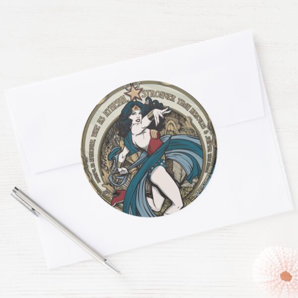 Wonder_Woman_Art_Nouveau_Panel_Classic_Round_Sticker_3 Wonder Woman Art Nouveau Panel Classic Round Sticker
