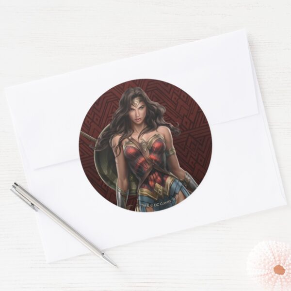 Wonder_Woman_Battle-Ready_Comic_Art_Classic_Round_Sticker_3 Wonder Woman Battle Ready Comic Art Classic Round Sticker