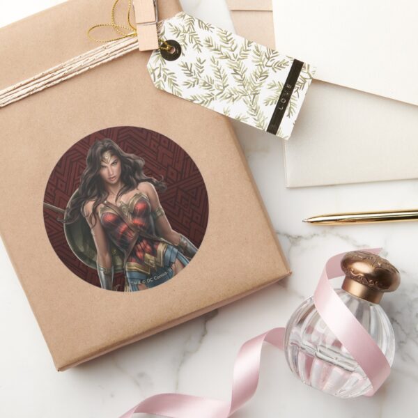 Wonder_Woman_Battle-Ready_Comic_Art_Classic_Round_Sticker_5 Wonder Woman Battle Ready Comic Art Classic Round Sticker