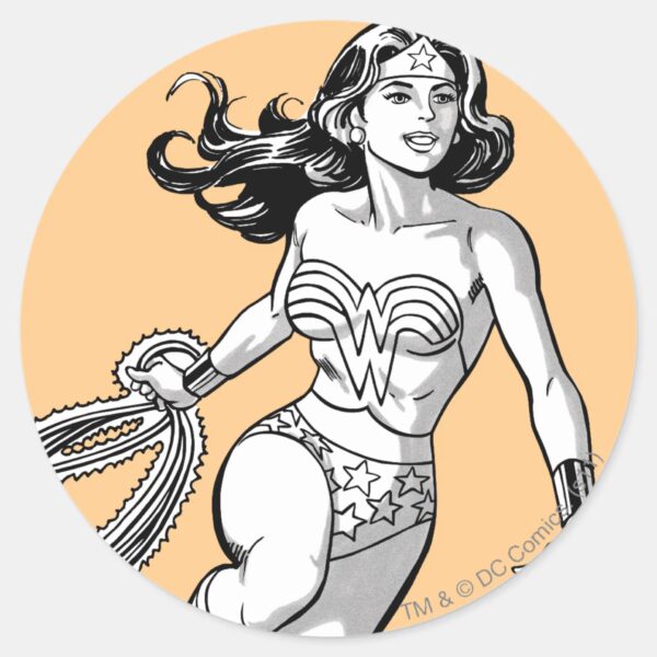 Wonder_Woman_Black_&_White_Lasso_Classic_Round_Sticker_1 Wonder Woman Black White Lasso Classic Round Sticker