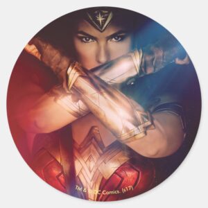 Wonder Woman Blocking With Bracelets Classic Round Sticker