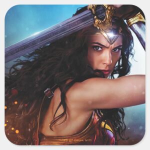 Wonder Woman Blocking With Sword Square Sticker