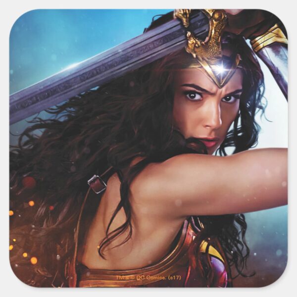 Wonder_Woman_Blocking_With_Sword_Square_Sticker_1 Wonder Woman Blocking With Sword Square Sticker