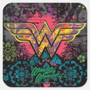 Wonder Woman Brick Wall Collage Square Sticker