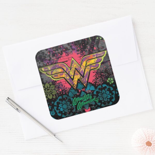 Wonder_Woman_Brick_Wall_Collage_Square_Sticker_3 Wonder Woman Brick Wall Collage Square Sticker