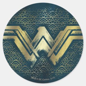Wonder Woman Brushed Gold Symbol Classic Round Sticker