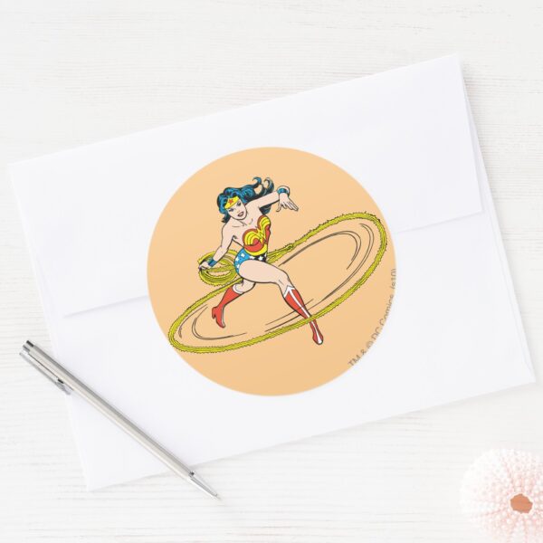 Wonder_Woman_Circled_with_Lasso_Classic_Round_Sticker_3 Wonder Woman Circled With Lasso Classic Round Sticker