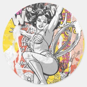 Wonder Woman Collage 1 Classic Round Sticker