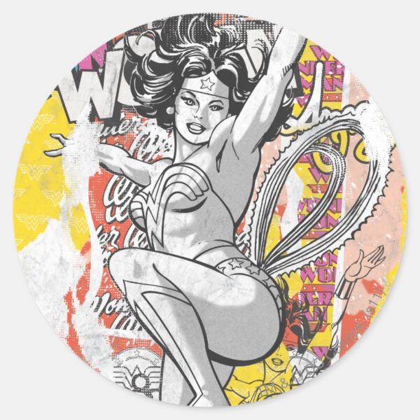 Wonder_Woman_Collage_1_Classic_Round_Sticker_1 Wonder Woman Collage 1 Classic Round Sticker