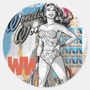 Wonder Woman Collage 2 Classic Round Sticker