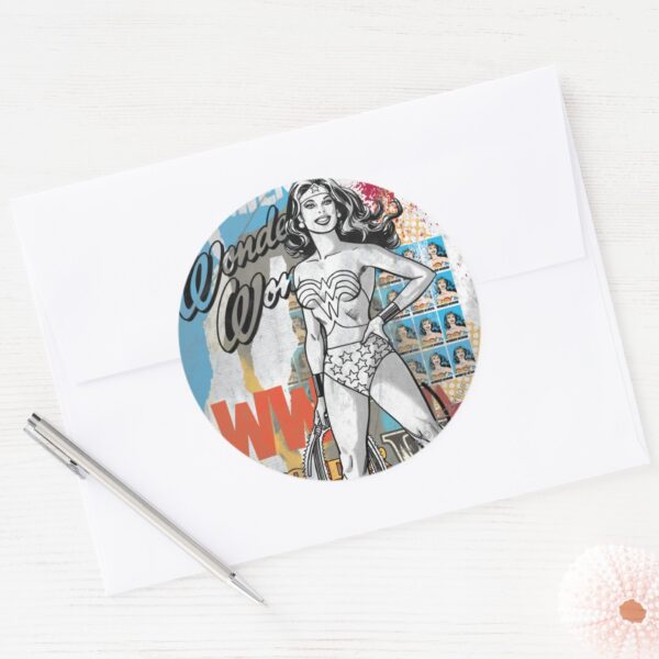 Wonder_Woman_Collage_2_Classic_Round_Sticker_3 Wonder Woman Collage 2 Classic Round Sticker