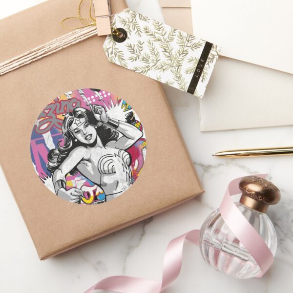 Wonder_Woman_Collage_3_Classic_Round_Sticker_5 Wonder Woman Collage 3 Classic Round Sticker