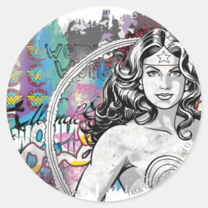 Wonder Woman Collage 6 Classic Round Sticker
