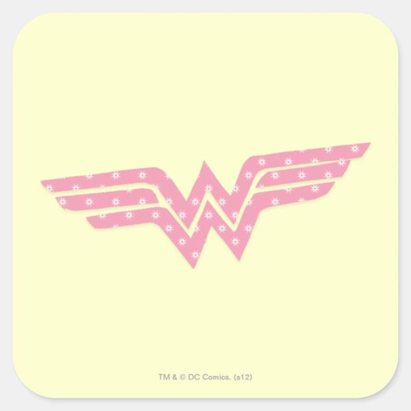Wonder_Woman_Colorful_Pink_Floral_Logo_Square_Sticker_1 Wonder Woman Colorful Pink Floral Logo Square Sticker