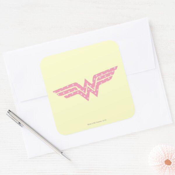Wonder_Woman_Colorful_Pink_Floral_Logo_Square_Sticker_3 Wonder Woman Colorful Pink Floral Logo Square Sticker