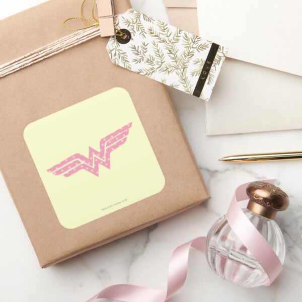 Wonder_Woman_Colorful_Pink_Floral_Logo_Square_Sticker_5 Wonder Woman Colorful Pink Floral Logo Square Sticker