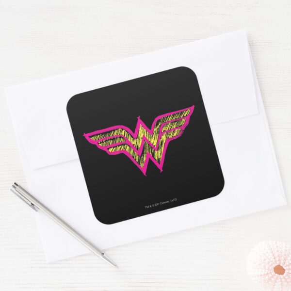 Wonder_Woman_Colorful_Pink_and_Yellow_Logo_Square_Sticker_3 Wonder Woman Colorful Pink And Yellow Logo Square Sticker