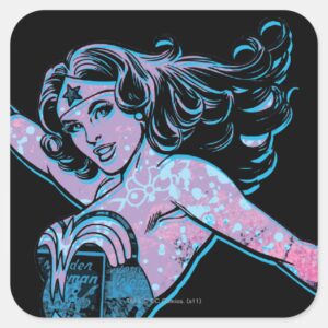 Wonder Woman Colorful Pose Square Sticker