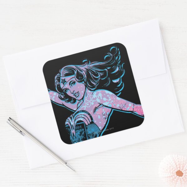 Wonder_Woman_Colorful_Pose_Square_Sticker_3 Wonder Woman Colorful Pose Square Sticker