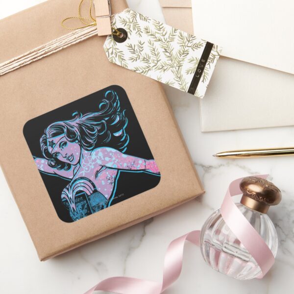 Wonder_Woman_Colorful_Pose_Square_Sticker_5 Wonder Woman Colorful Pose Square Sticker