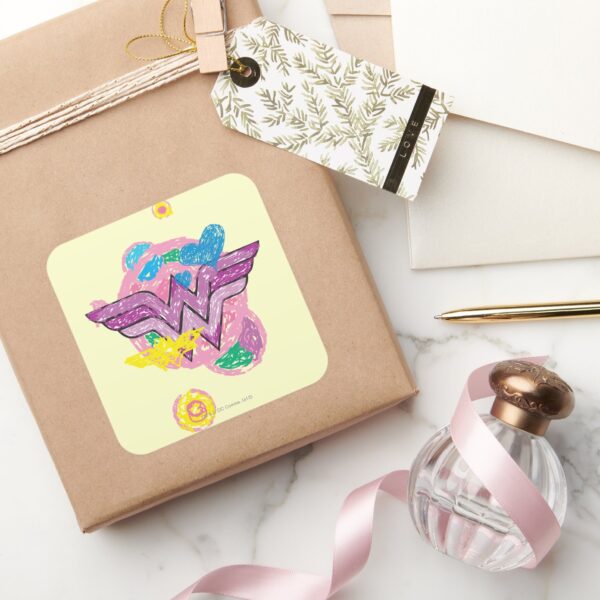 Wonder_Woman_Colorful_Scribbles_Square_Sticker_5 Wonder Woman Colorful Scribbles Square Sticker