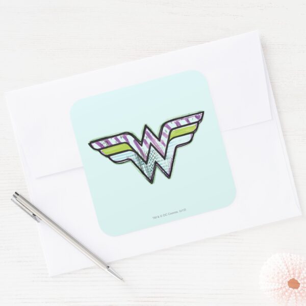 Wonder_Woman_Colorful_Sketch_Logo_Square_Sticker_3 Wonder Woman Colorful Sketch Logo Square Sticker