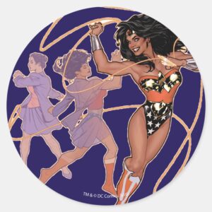 Wonder_Woman_Diana_Prince_Transformation_Classic_Round_Sticker_1 Wonder Woman Diana Prince Transformation Classic Round Sticker