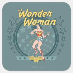 Wonder Woman Distressed Star Design Square Sticker
