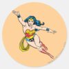 Wonder_Woman_Flying_Forward_Classic_Round_Sticker_1 Wonder Woman Flying Forward Classic Round Sticker